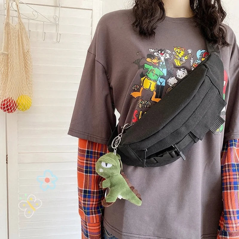 Canvas Waist Pack Unisex Travel Fanny Pack Streetwear Style