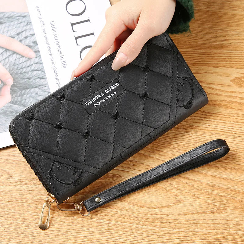 Cartoon Lady Wallet Zipper Purse Large Capacity Phone Bag