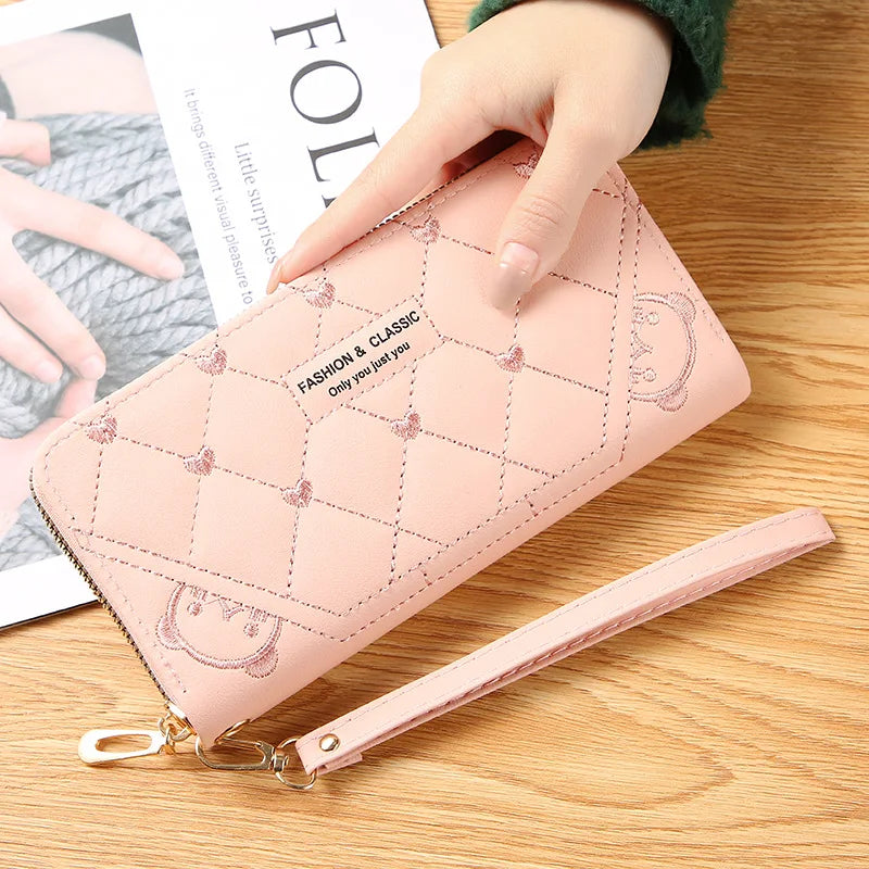 Cartoon Lady Wallet Zipper Purse Large Capacity Phone Bag
