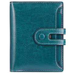 Women Wallet Leather Retro Oil Wax Cowhide Girls Wallet Short Zipper