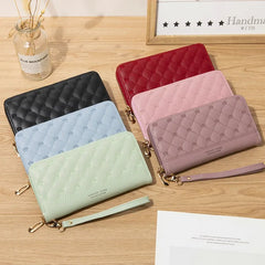 Women Wallet Long Crown Double Zipper Embroidery Thread Ladies Hand Wallet