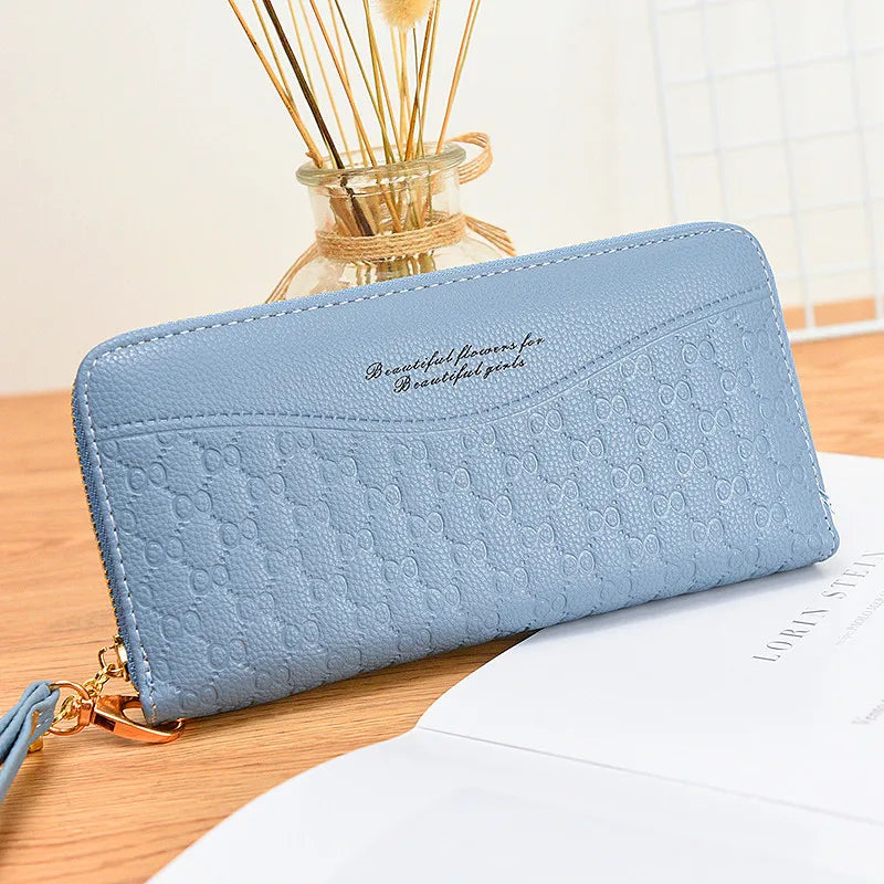 Long Plaid Zipper Ladies Wallet Multi-card Mobile Phone Bag