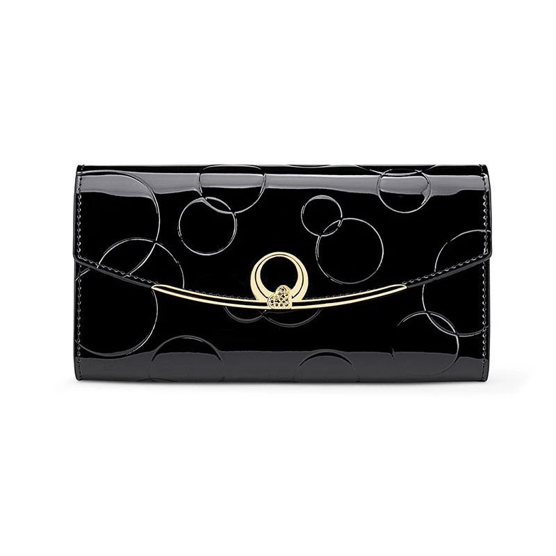Women Leather Clutch Wallet Long Diamond Hasp 3-Fold