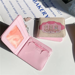 Vintage Bifold Clutch Women's Wallet with Bear Design