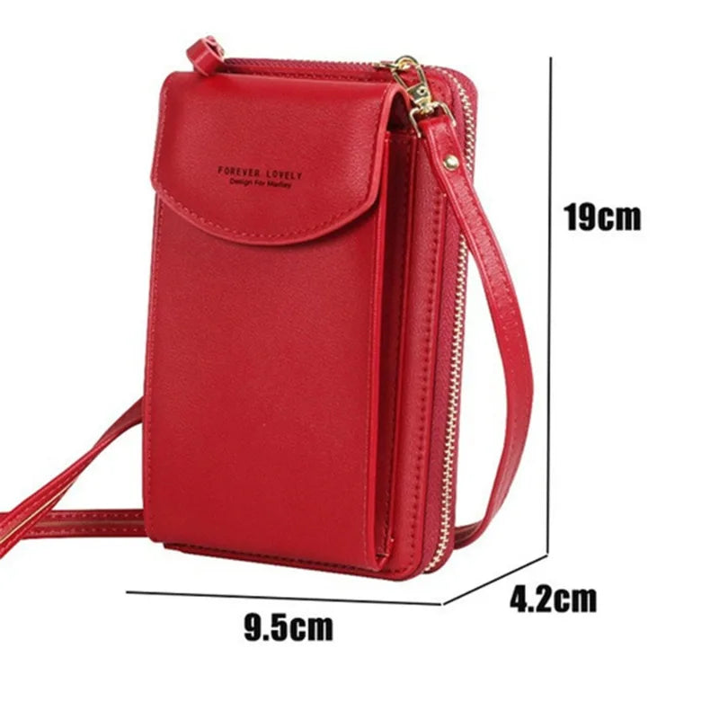 Mini Leather Shoulder Wallet with Phone Holder