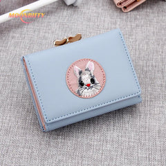 Small Rabbit Wallet Short PU Leather Solid Wallets Portefeuille Female
