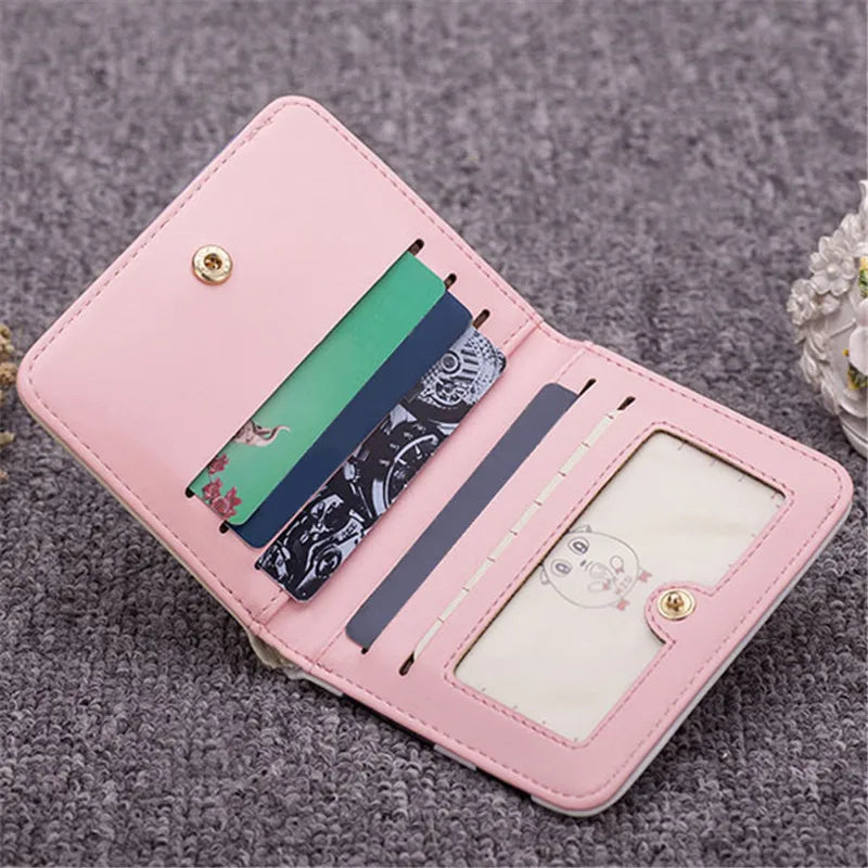 Personalized Double Photos Women Wallets Gift for Her - Pink