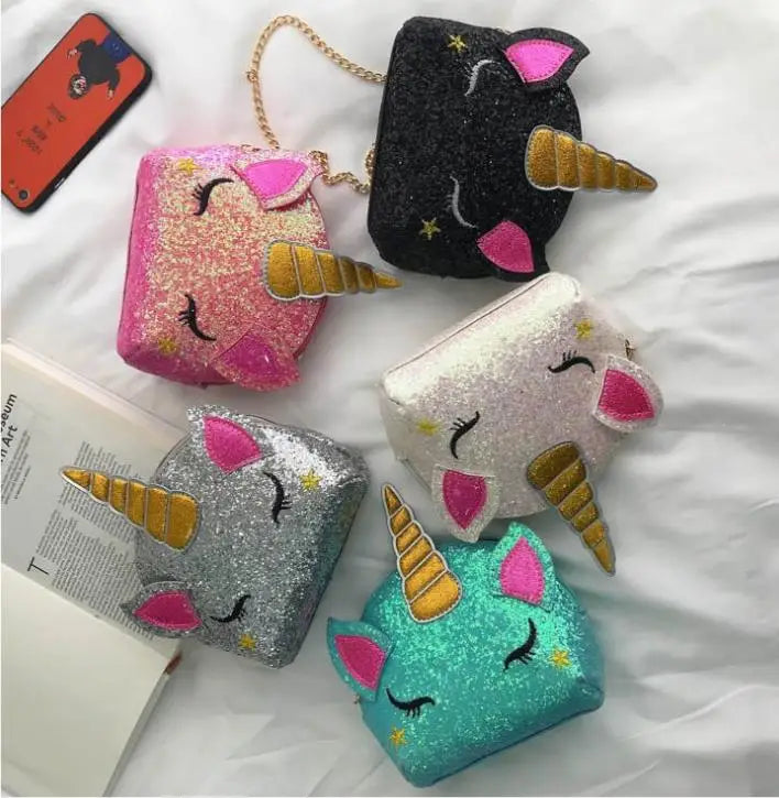 Sequined Unicorn Shoulder Bag Purse Women Wallets