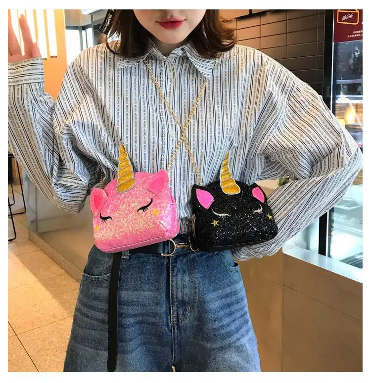 Sequined Unicorn Shoulder Bag Purse Women Wallets