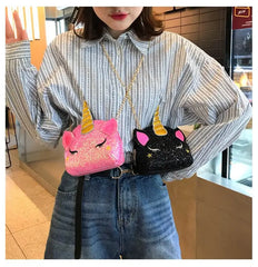 Sequined Unicorn Shoulder Bag Purse Women Wallets