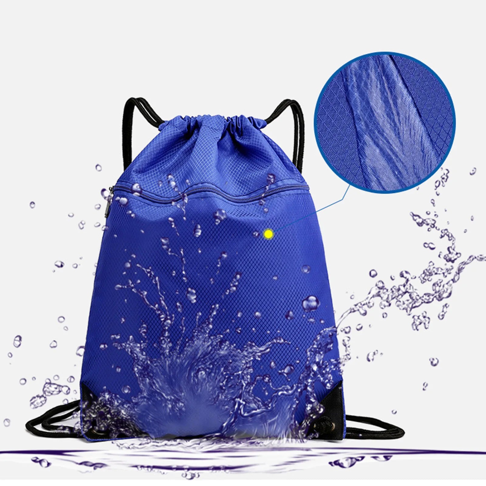 Women Waterproof Drawstring Backpack with Front Zipper Pocket