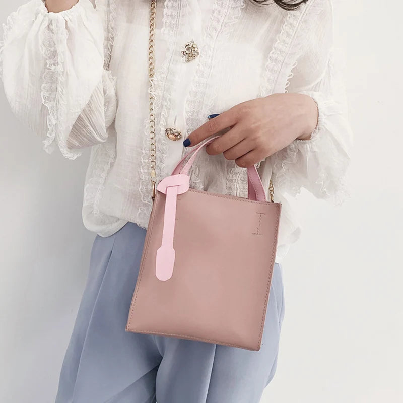 Waterproof Candy Leather Shoulder Bag w/ Metal Chain Sale-WT