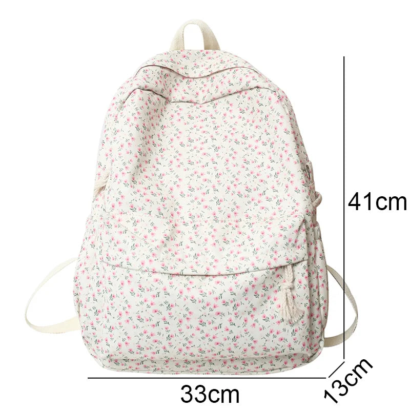 Waterproof Floral Travel Book Backpack Female Laptop Bag