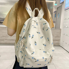 Waterproof Floral Travel Book Backpack Female Laptop Bag