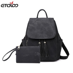 Waterproof Leather Backpacks for Women - 2pc/Set