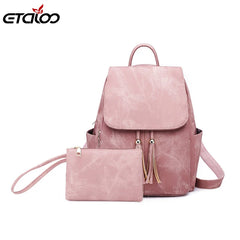 Waterproof Leather Backpacks for Women - 2pc/Set