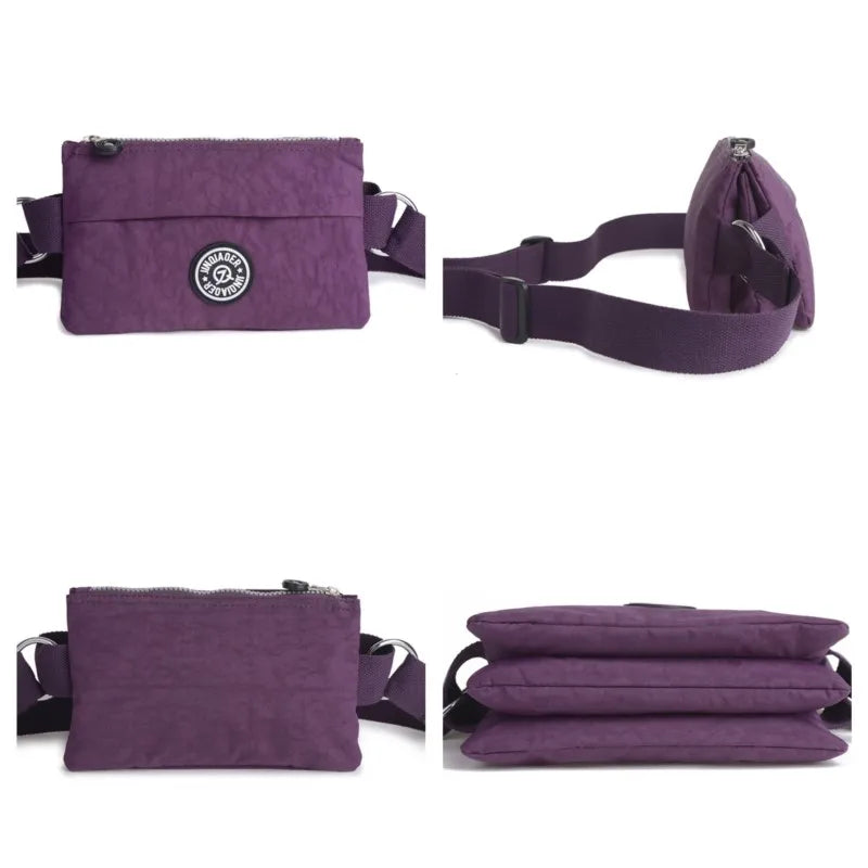 Waterproof Nylon Chest Waist Pack Belly Purse Waist Bag Zipper Pocket