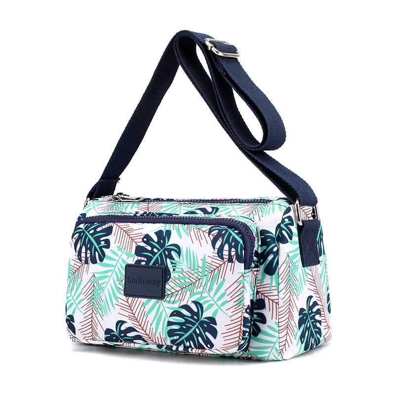 Waterproof Nylon Shoulder Bag Female Flower Crossbody Bag