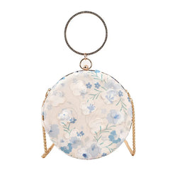 Lace Flower Ring Handbag Round Crossbody Clutch Wedding Evening Bag