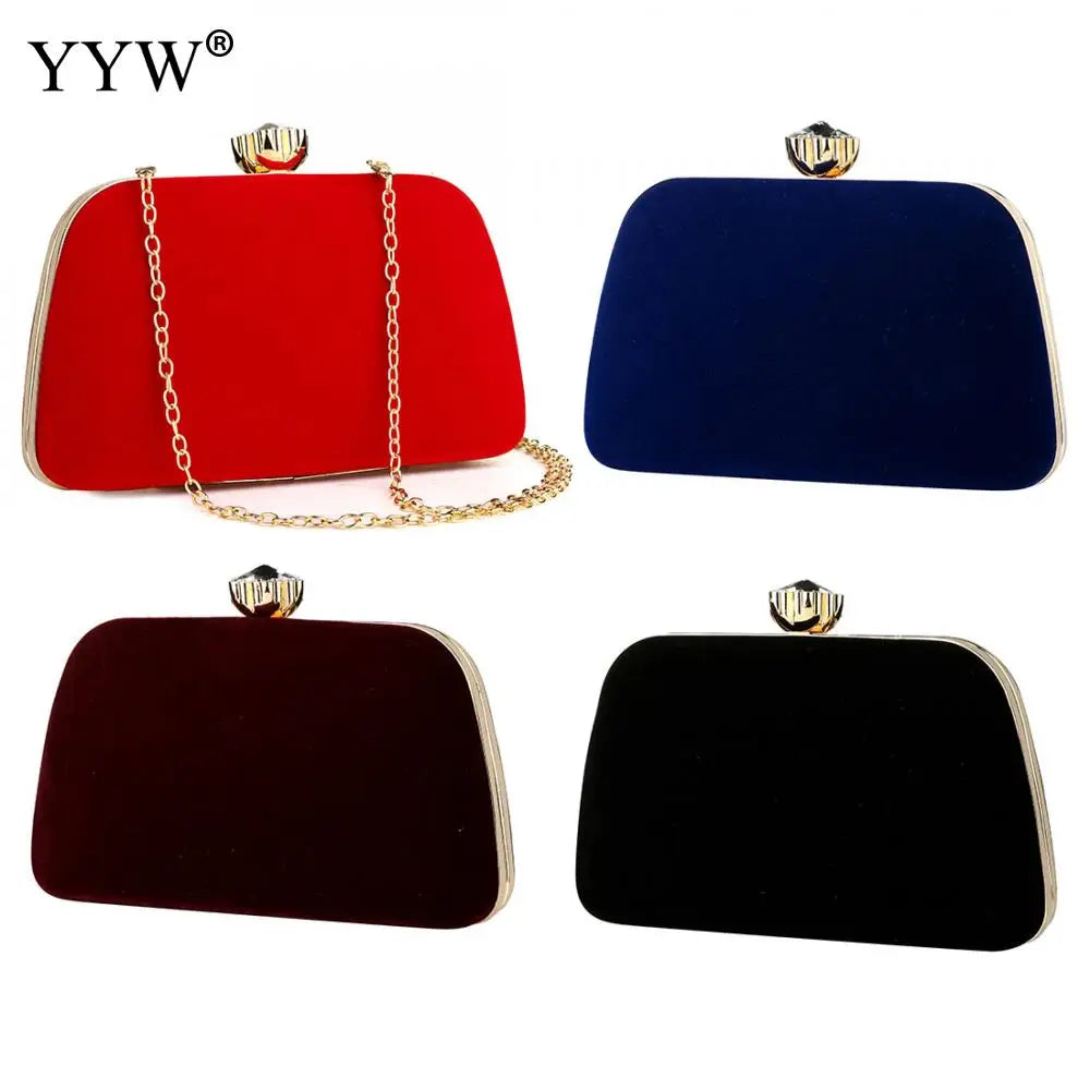 Burgundy Flannelette Clutch Bag Trapezoid Evening Party Clutches Bag