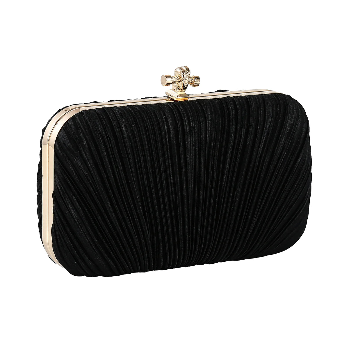 Glitter Pleated Evening Bag Chain Clutch Purse for Women Wedding Party