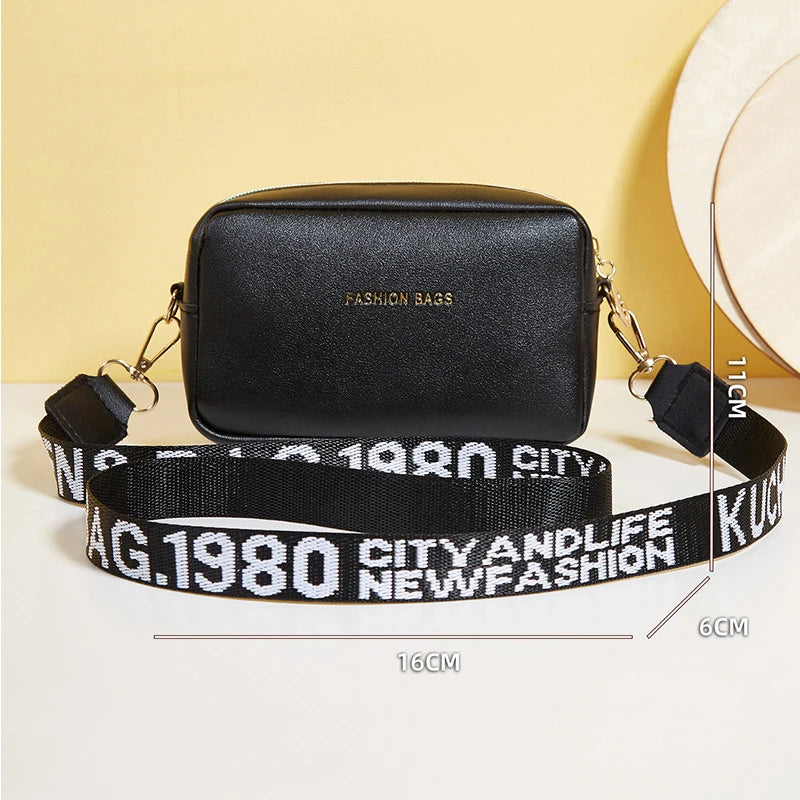 Women Wide Shoulder Strap Small Handbag Purse Crossbody