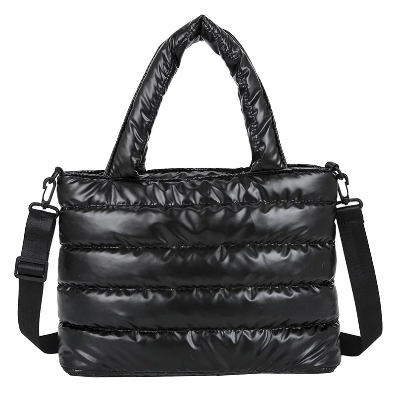 Women Winter Handbags Mobile Space Glossy Female Down Bags Cotton-padded Jacket