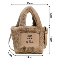 Plush Winter Shoulder Bag Soft Furry Handbag Large Tote
