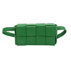 Women Woven Shoulder Bag PU Leather Solid Fanny Pack Messenger Bag