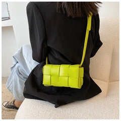 Women Woven Shoulder Bag PU Leather Solid Fanny Pack Messenger Bag