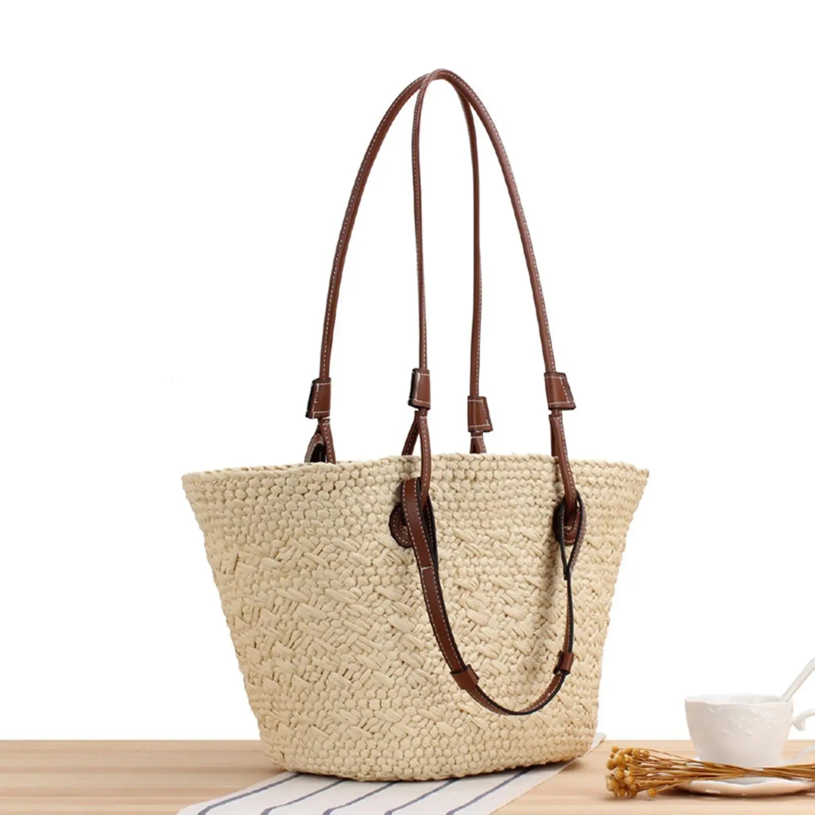 Large Handwoven Shoulder Bag for Summer Beach Vacation