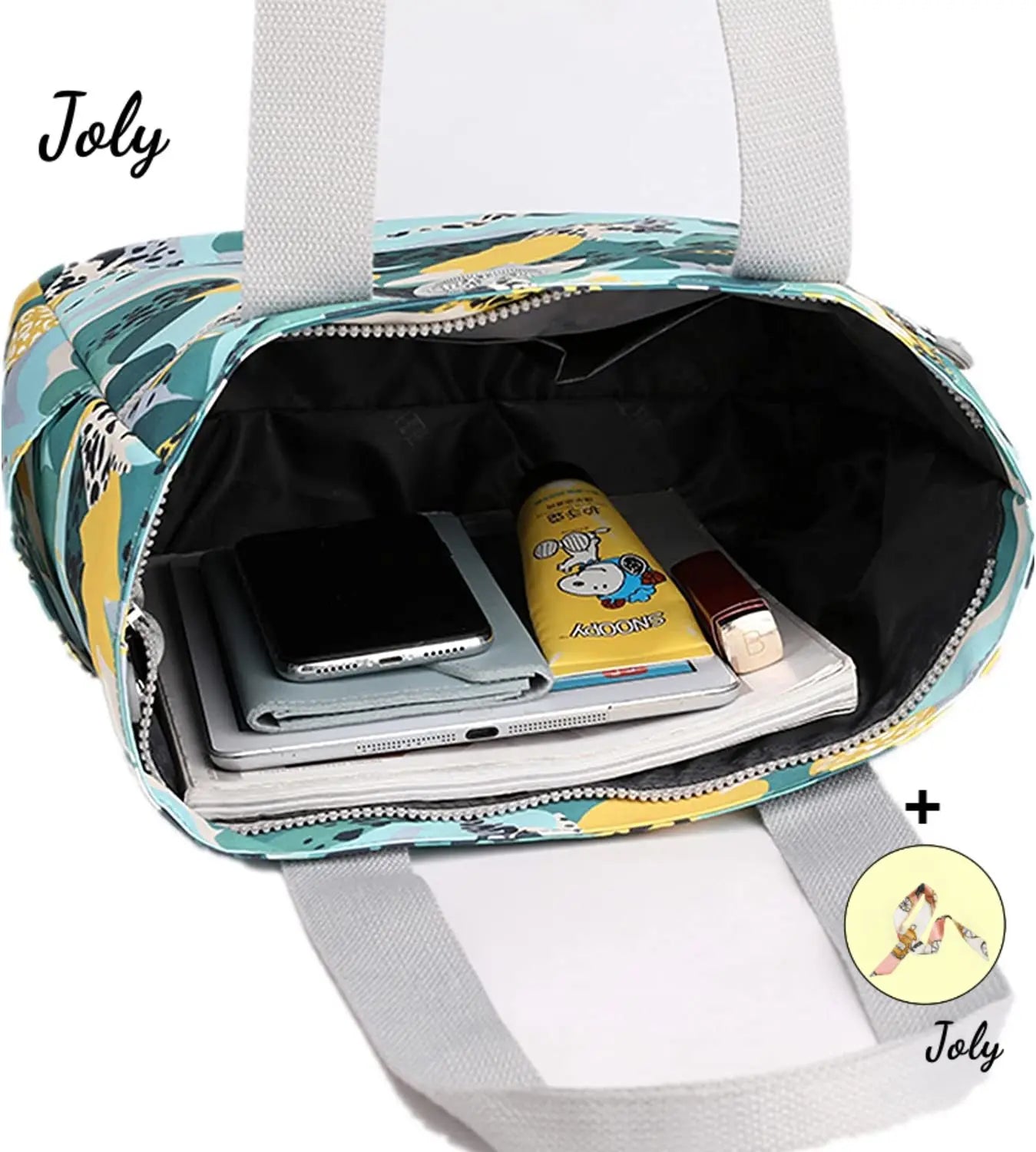 Women Zipper Top-handle Bag Large Shoulder Handbag, Nylon Travel Bag