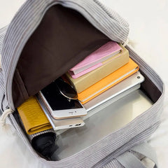 Harajuku Ulzzang School Student Backpack Retro Corduroy Female Rucksack