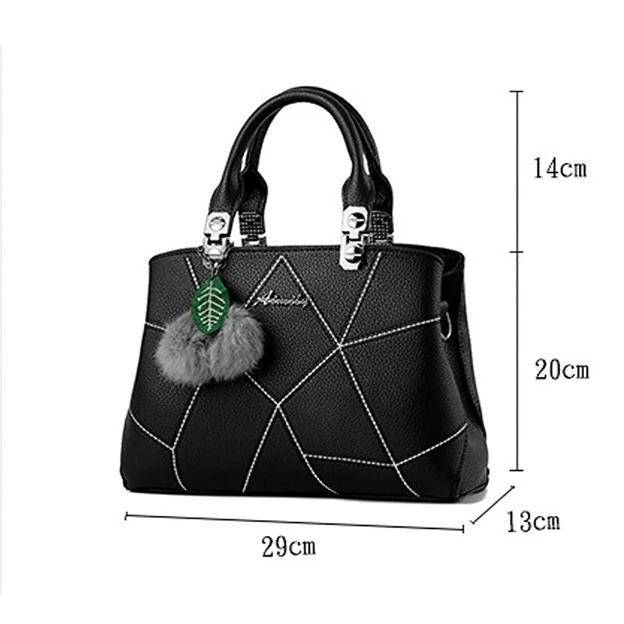 PU Leather Handbags Ladies Shoulder Bags Female Crossbody Bag with Hair Ball Pen