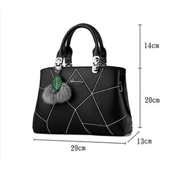 PU Leather Handbags Ladies Shoulder Bags Female Crossbody Bag with Hair Ball Pen