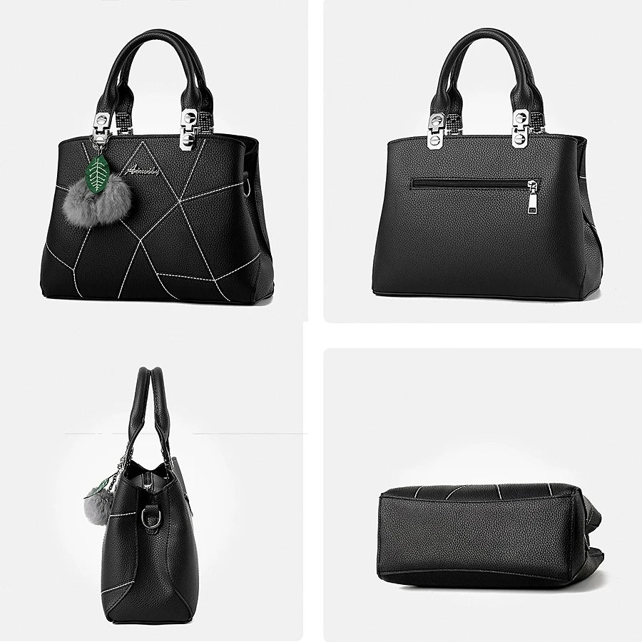 PU Leather Handbags Ladies Shoulder Bags Female Crossbody Bag with Hair Ball Pen