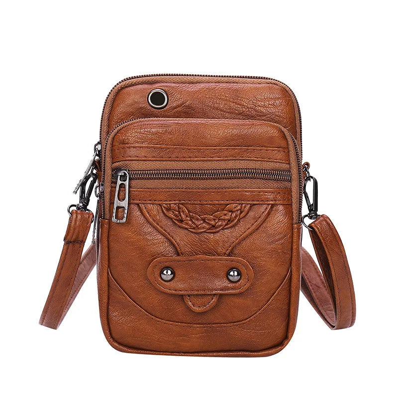 Soft Leather Mobile Phone Female Bag Messenger Shoulder Bag