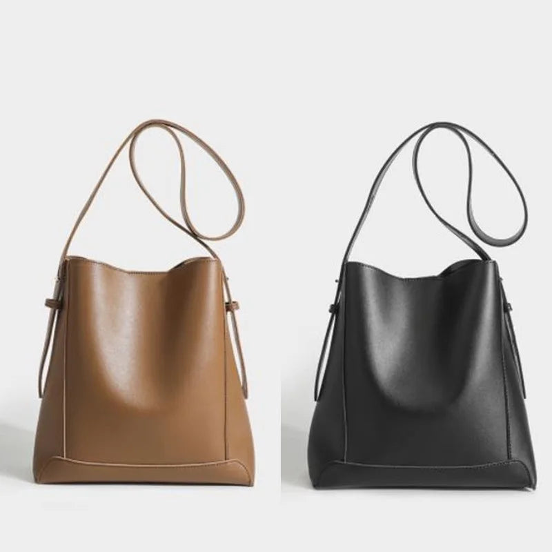 Vintage 2pcs Bucket Handbags Set Shoulder Bag Lady Tote