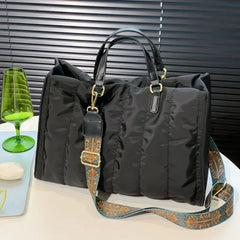 Women Green Large Shoulder Bag Padded Nylon Cotton Shoulder Bags Lady