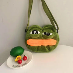 Plush Cartoon Frog Shoulder Bag