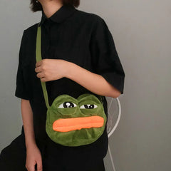 Plush Cartoon Frog Shoulder Bag