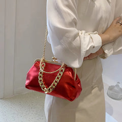 Women Silver Green Shoulder Bag Handbags and Purses with Chain