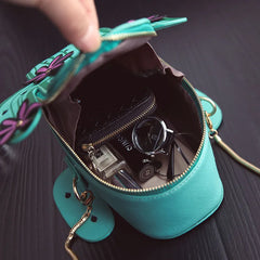 Floral Chain Shoulder Bag Green Cactus Shape Crossbody