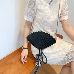 Women's Tassel Shoulder Bag with Chain - Summer Shell Bag