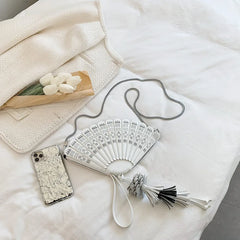 Women's Tassel Shoulder Bag with Chain - Summer Shell Bag