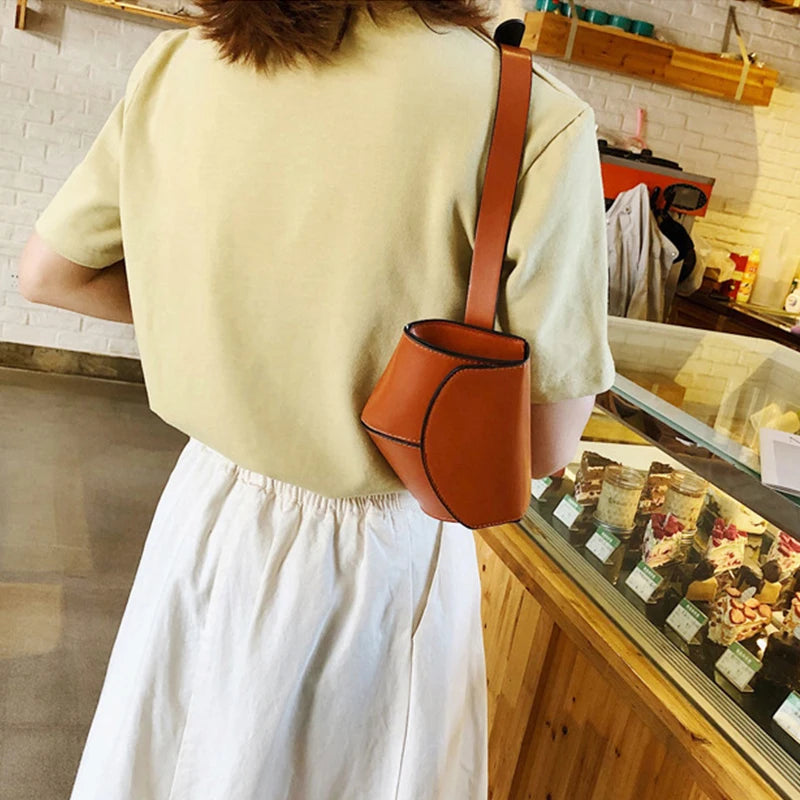 Women Waist Pack PU Shell Bag Phone Crossbody Purse