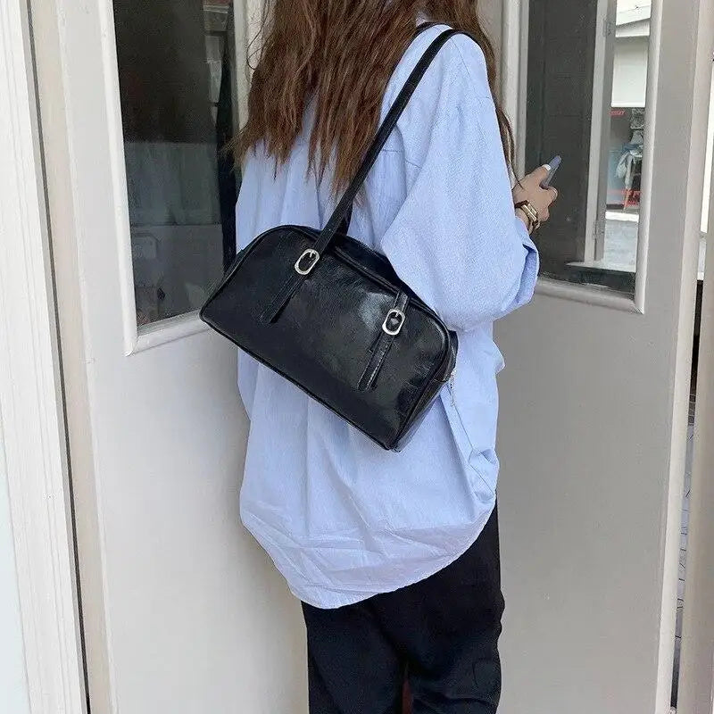 Women PU Leather Shoulder Bags Large Capacity Ladies Daily Handbag