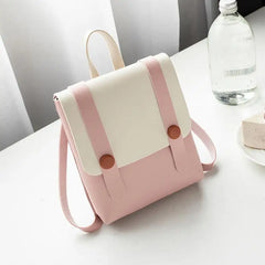 Women's Small PU Leather Backpack College Style School Bag