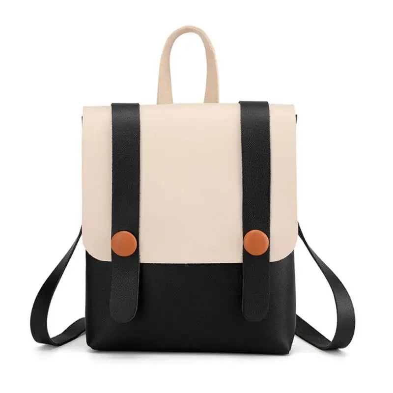 Women's Small PU Leather Backpack College Style School Bag