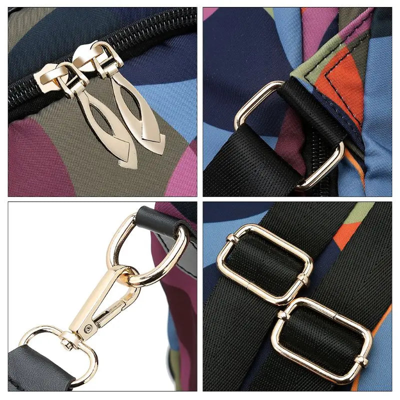 Women's Nylon Anti-Theft Shoulder Backpack Large Bag